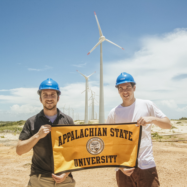 Students holding Appalachian State banner